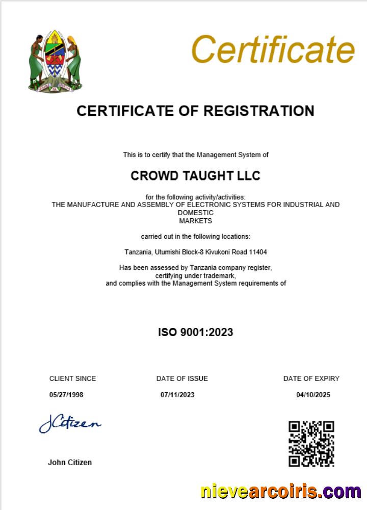 Tanzania business registration certificate